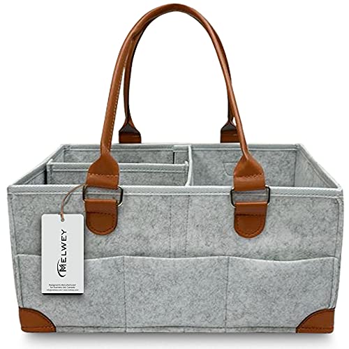 Image of MELWEY Diaper Caddy - Newborn Essentials Must Haves,Baby Registry Basket,Nursery Changing Table and Car Storage Basket Organizer for Baby Boys Girls Shower Gift (Grey)