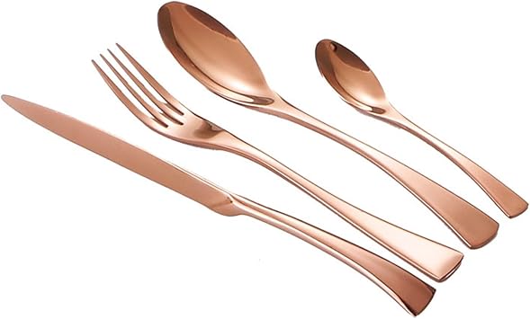 Flatware Sets Stainless Steel Tableware Knife Spoon and Fork Set 4 Pieces Rose Gold Steak Cutlery Mirror Cookware Eco Friendly Products Gift