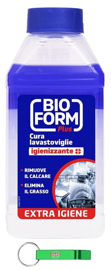 Bioform Plus Cura lavastoviglie - Detergente líquido para lavavajillas - Limpia todas, incluso las partes invisibles de todo el lavavajillas 250 ml + llavero Beni Culinari gratuito