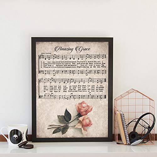 Affiche Amazing Grace vintage sheet music décoration chrétienne