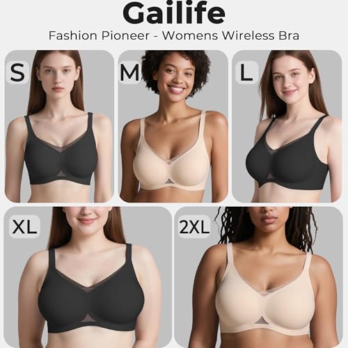 Gailife Womens Wireless V Mesh Comfortable Bra Seamless Bralette Push Up Bras No Underwire Supportive Tshirt Everyday Bras4