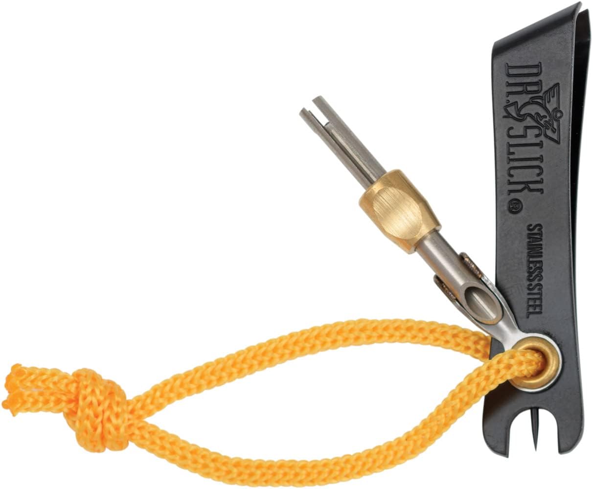 Dr. Slick Nipper w/Pin, File, Off Set Cutter & Knot Tyer, 2", High Grade Japanese Stainless Steel, Black