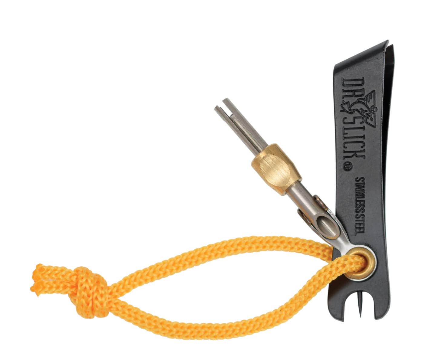 Dr. Slick Nipper w/Pin, File, Off Set Cutter & Knot Tyer, 2", High Grade Japanese Stainless Steel, Black