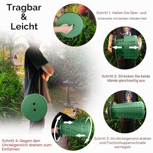 Hesanzol Tragbarer Teleskophocker, einziehbarer Klapphocker für Camping, Garten, Angeln, Wandern, Reisen, Grillen, verstellbare Klapphocker, maximale Traglast 180 kg