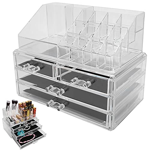 Caixa de armazenamento de cosméticos, mutifuctional transparente bonito prático seguro organizador p