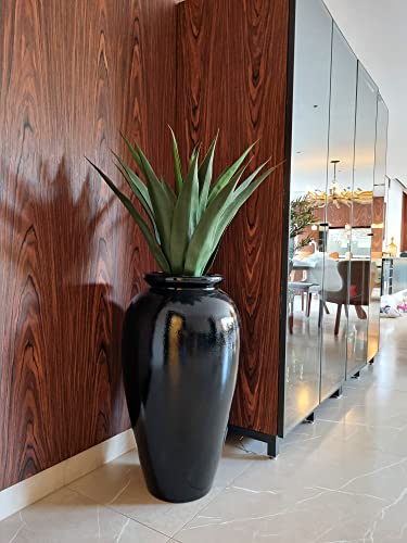 Vaso Pote Vitrificado Fibra De Vidro Estilo Vietnamita 80x46 (Preto)