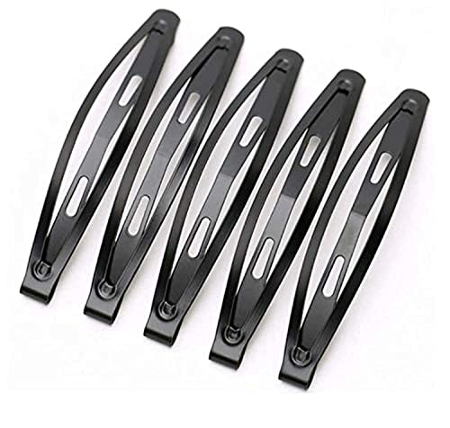 LASSUM 24 Pcs Large Metal Hair Snap Clips 2.36 inch Long No-slip Hair Clips Barrettes for Women and Girls (Black)