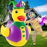 Hungdao 4 ft PVC Mardi Gras Inflatable Duck - Blow up Pool Float Large Giant Rubber Ducks - Mardi Gras Inflatable Decorations Outdoor for Carnivals Party Supplies Favors - Air Pump Not Included