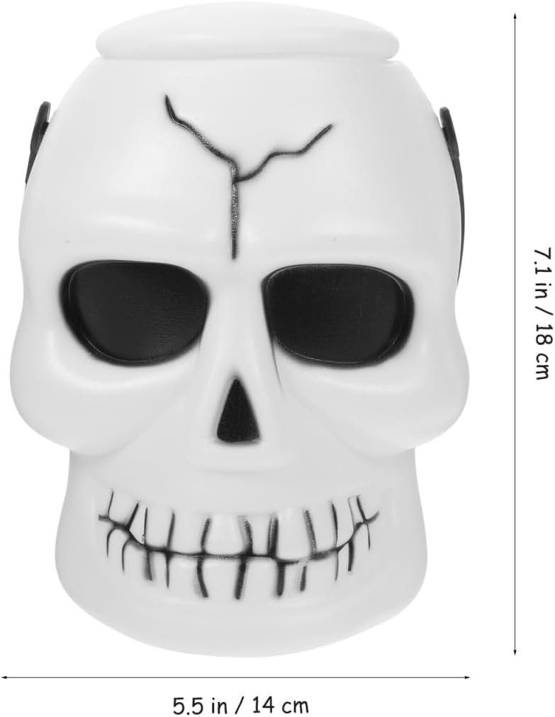 Halloween Candy Bucket - 7.1 Inch Large Skull Holder - Ghost Cauldron Bucket for Trick or Treat - Halloween Party Supplies
