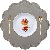 Kreatur Round Placemats,PU Heat Insulation Stain Resistant Non-Slip Waterproof Dining Table Mats for