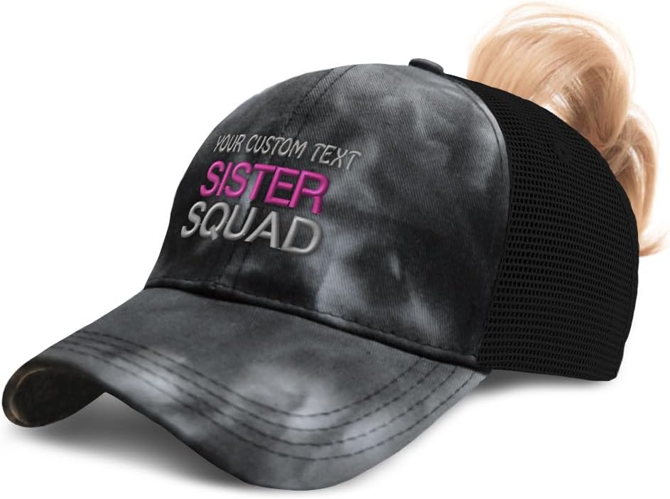 Speedy Pros Ponytail Cap Women's Baseball Cap Embroidered Sister Squad Embroidery Cotton
