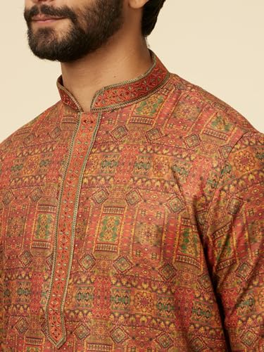 Image of Manyavar Men's Printed Embroidered Kurta Pyjama Set (2pcs)