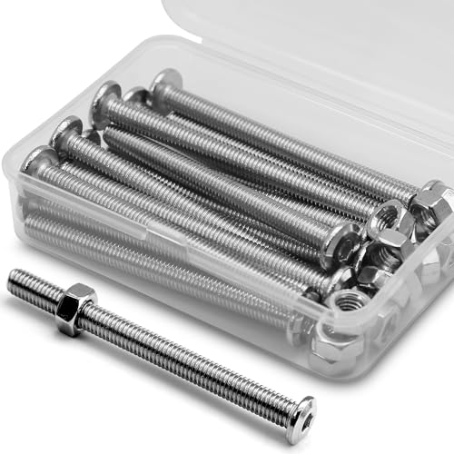 (15 pcs) M6 x 60mm Flat Round Hexagon Socket Head Screws Bolts and Nuts Set 304 Stainless Steel 18-8, Silver, M6x60mm (15 Pieces)