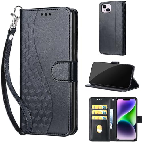 Étui portefeuille iPhone 14 Plus en cuir synthétique de 6,7 pouces avec fentes pour cartes