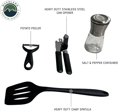 Miniatura 9 de Overland Vehicle Systems Ultimate - Juego de utensilios de 39 piezas, recubrimiento en polvo negro, universal, caja de almacenamiento de aluminio de