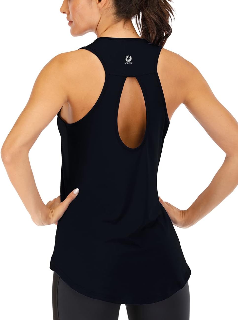 ICTIVE Yoga Tops for Women Loose Fit Workout Tank Tops for Women Backless Sleeveless Keyhole Open Back Muscle Tank