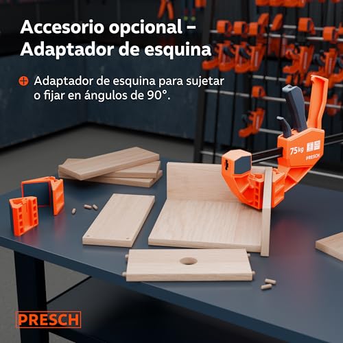Miniatura 13 de Presch Sargentos Carpintero 150mm 2 Uds - Sargentos De Apriete Con 75 Kg Fuerza De Sujeción - Robusto Gracias Al Acero Al Carbono Y Al Cuerpo Reforzado Con Fibra De Vidrio - Con Función De Expansión