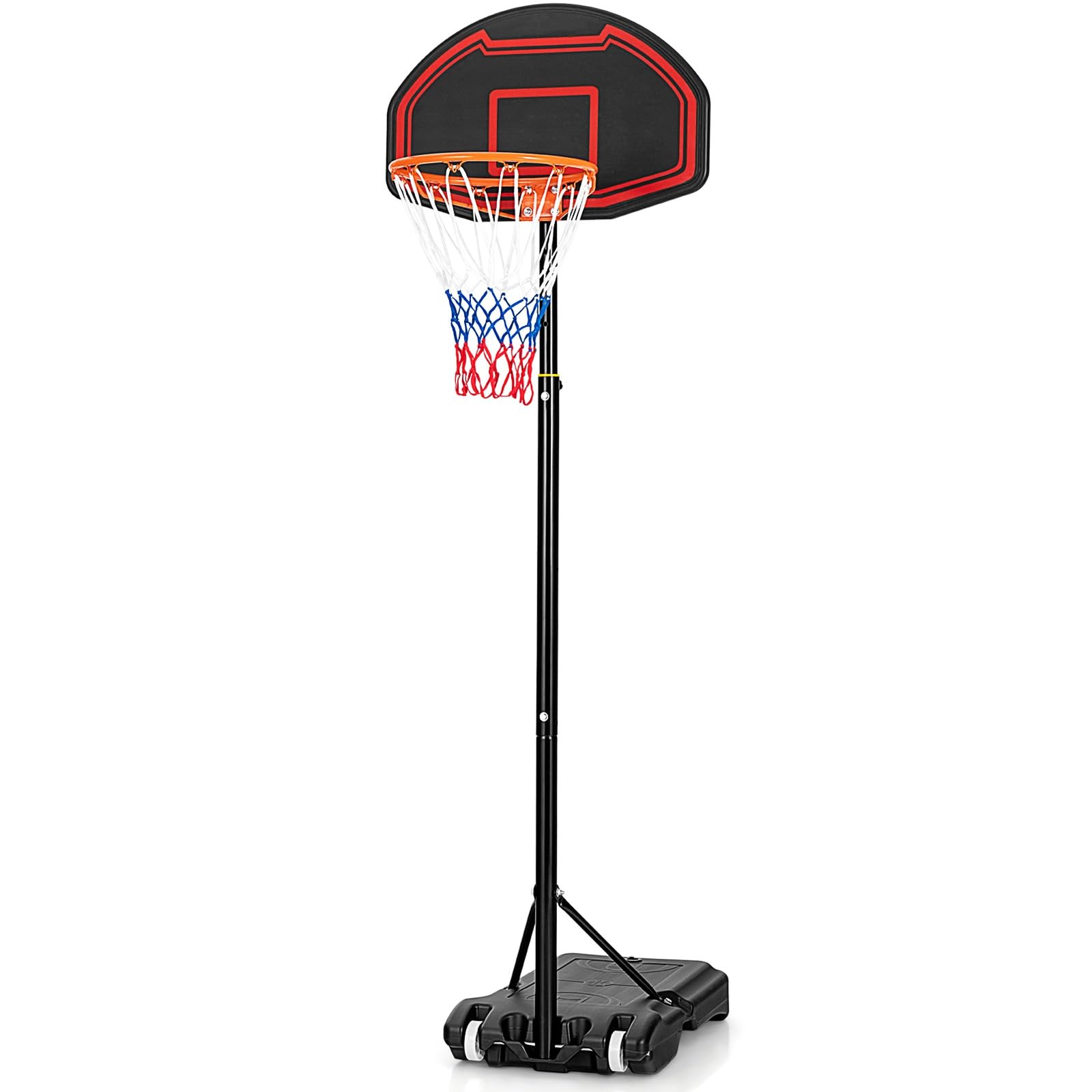 LIFEZEAL Canestro da Basket per Bambini con Base Riempibile, Regolabile in 5 Altezze, Rete Resistente e Tabellone Antirottura, Canestro per Pallacanestro per Interni ed Esterni, 248 x 71 x 154-210 cm