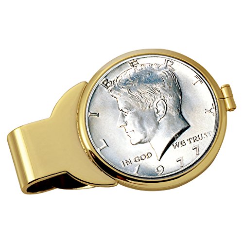 American Coin Treasures Coin Money Clip - JFK Half Dollar | Brass Moneyclip Layered in Pure 24k Gold | Holds Currency, Credit Cards, Cash | Genuine U.S. Coin | Certificate of Authenticity