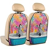 Gjieliness Zebra In A Bathtub Car Seat Back Kick Protectors,2 Pack Kick Mats With Storage Pockets For Vehicles To Protect From Dirt Mud Scratches
