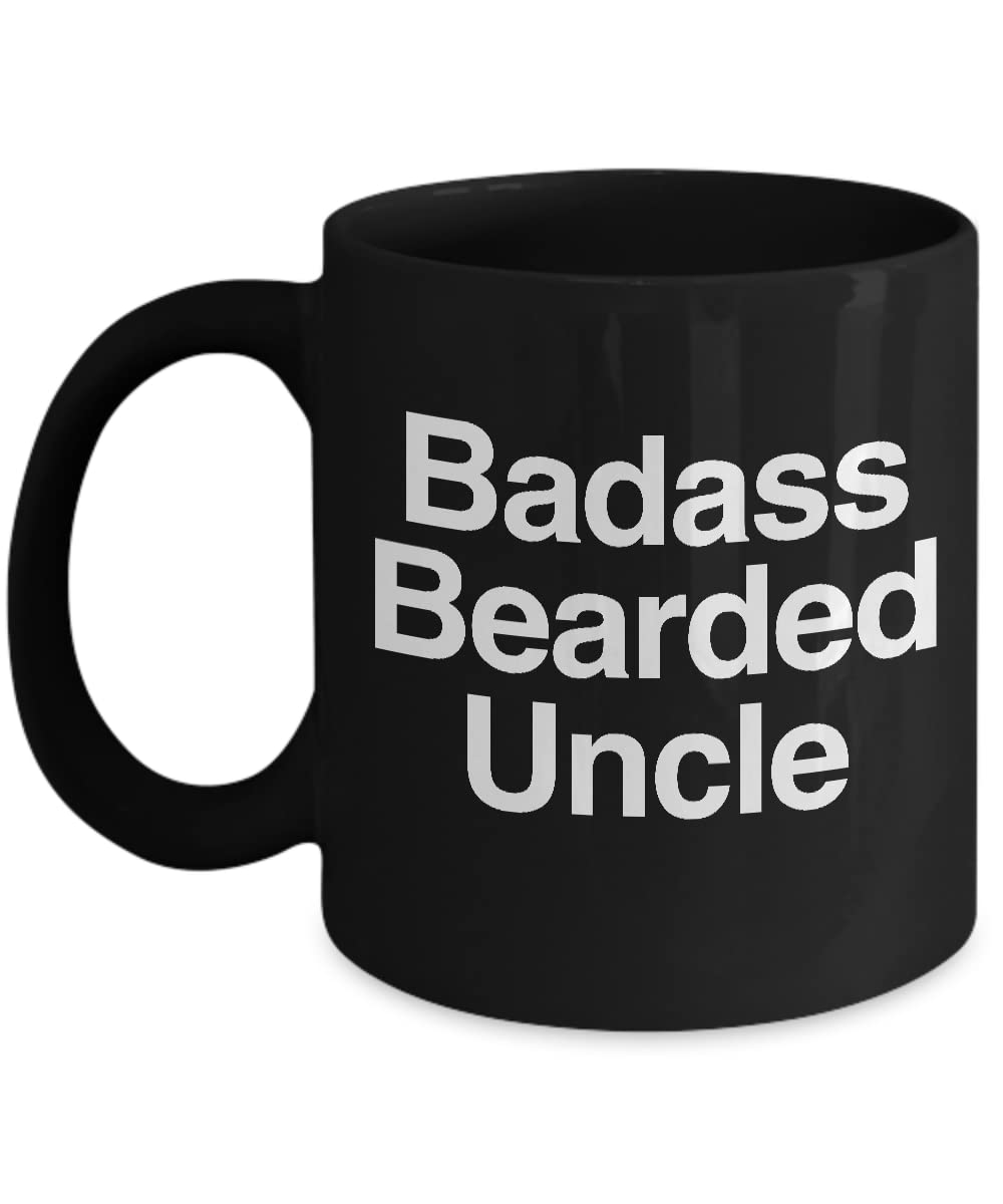 Badass Bearded Uncle Mug Black Coffee Cup Funny Gift for Best Uncle Brother Printed Coffee and Tea Ceramic Mug- 320 ML Ceramic Coffee Mug 2110