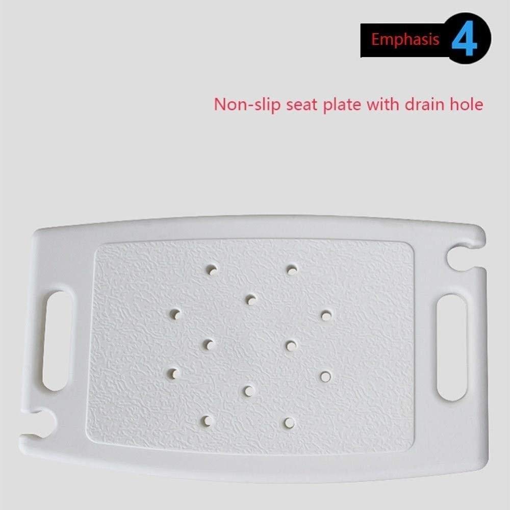 Silla De Ducha con Respaldo Ajustable De Alta Resistencia Rectangular Antideslizante Taburete De Ducha (Blanco)