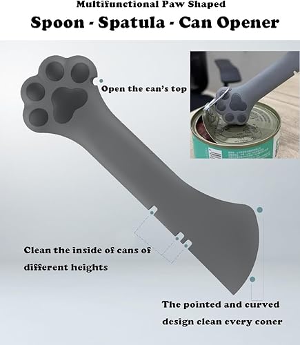 Miniatura 2 de Paquete de 2 cucharas y espátulas para comida de perro y gato, lindas cucharas mezcladoras y abridores de lata para mascotas para comida húmeda para