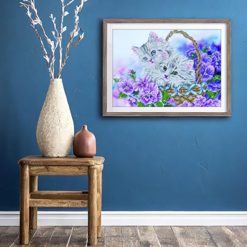 Image of DIAMOND DOTZ Kitty Basket Diamond Painting Kits for Adults - Diamond Art Kits a Relaxing Creative Craft Kit with Dotz Gems 15x20.5