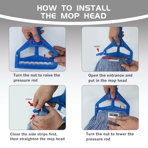 Image of Commercial Mop Clamps-Quick Change Head Mop Handle -Heavy Duty Mop Head Replacement Holder Change Mop Handle -Commercial Gripper Mop Wet Mop Handle 2PC