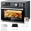 OIMIS Heißluftfritteuse xxl 30L 1800W, mini backofen mit umluft, 21 in 1 pizzaofen elektrisch mit Timer, 7 Zubehör, kochbuch, Dual Cook, Airfryer, Grillen, Backen, Schwarz