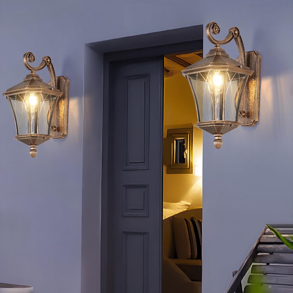 AoLa Wandleuchte Außen Vintage IP54 Wasserdicht Wandlampe Retro E27 Landhaus Design Aussenlampe Wand Outdoor aus Aluminium und Glas Lampenschirm Außenlampe für Hauseingang Terrassen Balkon,Bronze