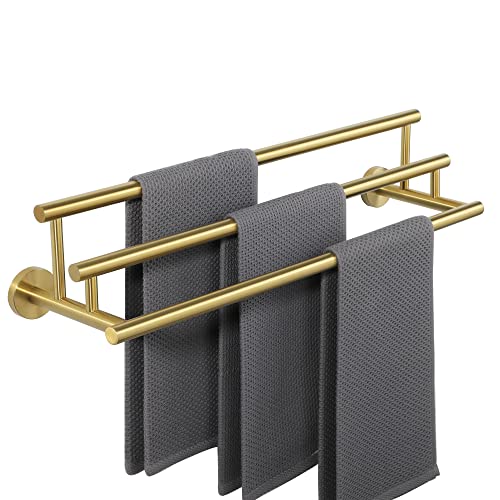 Alise Bath 3 Towel Bars Towel Holder Towel Hanging Rod/Rail Storage Wall Mount 24-Inch Towel Rack For Bathroom,Gyt6903-G Sus304 Stainless Steel Brushed Gold #TOP25