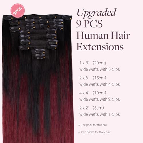 Image of GOO GOO Clip in Hair Extensions Real Human Hair Red Remy Extensions