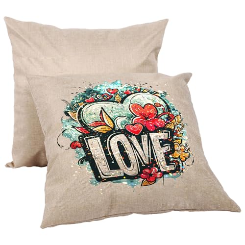 H-E Linen 3D Sublimation Blank Pillow Case DTF Fashion Cushion Pillowcase Cover for Heat Press Printing and DTF Printing Throw Pillow Covers (10pcs/Pack)