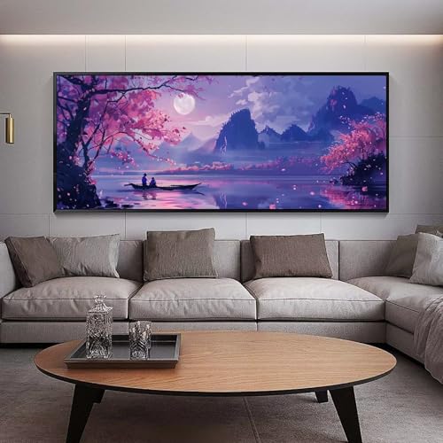 Broderie diamant lune 5D grand format avec canevas haute définition et strass brillants 5D