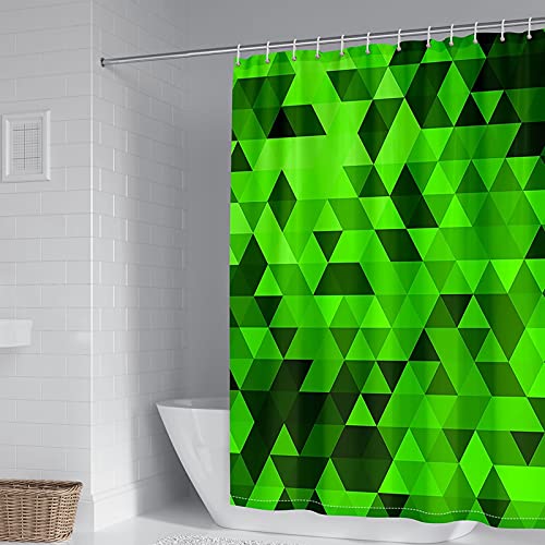 Rideau de douche 165x180cm polyester vert géométrique