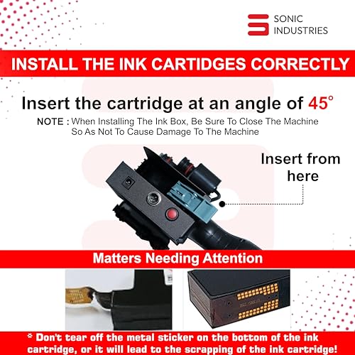 Image of SONIC INDUSTRIES Handheld Inkjet Printer Solvent Based Cartridge 12.7mm (Half inch)(Black)