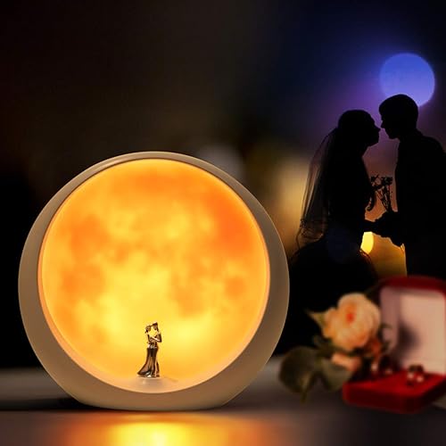 Miniatura 2 de Lámpara de luna para sala de estar, luz nocturna decorativa, regalos de aniversario de San Valentín para él, señales de señor y señora
