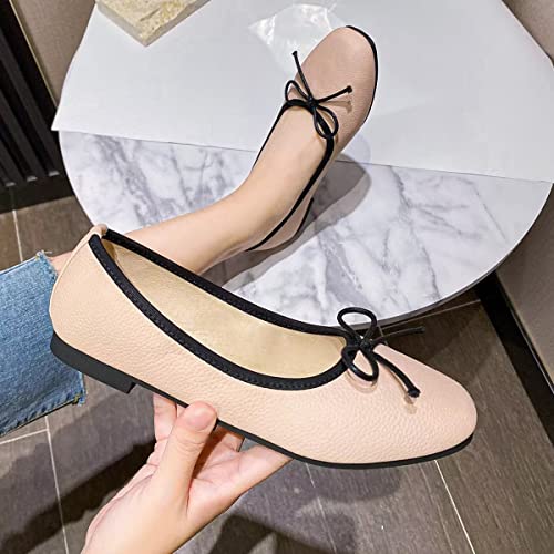 Hee grand Women Square Toe Cute Bow-Knot Ballet Shoes Solid Slip-On Flats Comfort Work Shoes Light Weight Loafers4