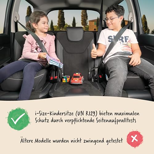 WALSER Premium Kinder Sitzerhöhung Auto, Qualitätssieger Sehr Gut* Kindersitz Auto 125-150 cm, Kindersitzerhöhung Auto Andy neueste Norm 2024 ECE R 129, Sitzerhöhung Auto Kindersitz schmal schwarz