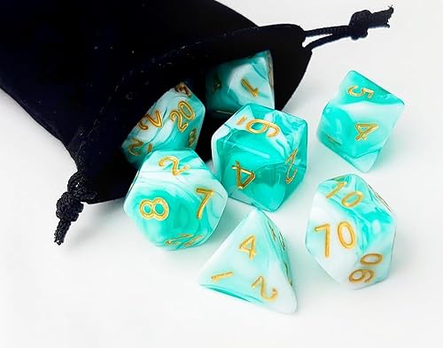 Miniatura 4 de DND - Juego de 7 dados poliédricos para D&D, TTRPG, Calabozos y Dragones, juegos de dados de mesa, accesorios DND, dados del sistema D20verde