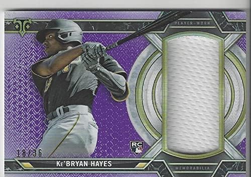 Ke'Bryan Hayes Serial Numbered #18/36 Rookie Card Purple Parallel Game Used Single Jumbo Relic Patch Relic Memorabilia Jersey Collectible Baseball Card - 2021 Topps Triple Threads Collectible Baseball Card #SJR-KHY (Pirates) Free Shipping