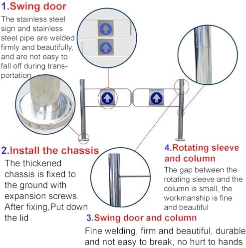 Stainless Steel Swing Gate for Supermarkets & Driveways, 90° One-Way Metal Safety Door, Ideal Access Control for Libraries & Scenic Stores