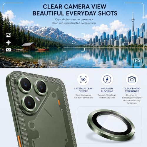 Image of ArmourPro Camera Lens Protector for Tecno Pova 8 Tough HD Individual Aluminum Alloy Rings 9H Camera Cover, Scratch-Resistant,Camera Lens Protection| Green, 1 Pack