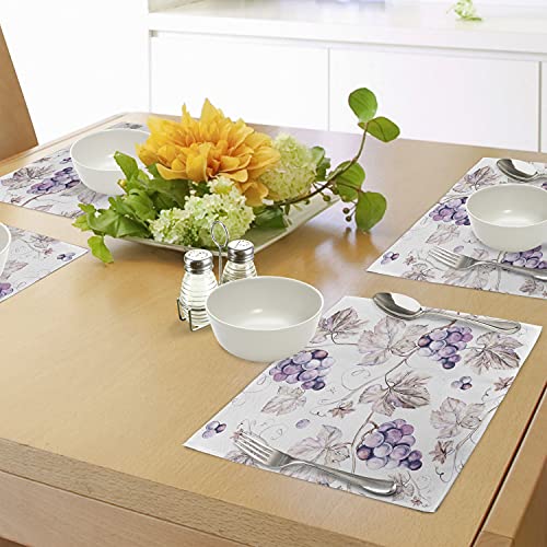 Lunarable SER_43185 Vine Place Mats Set Of 4, Vintage Drawing Style Hand Drawn Grapes And Detailed Leaves Nature Wine Making Print thumb #3