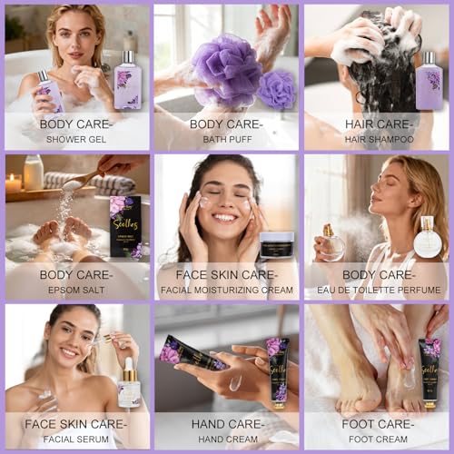 Image of Mothers Day Gifts for Women, 26 Pcs Spa Kit, Spa Gift Set, CHARCOAL & SHEA BUTTER Bath & Body Gift Makeup Organizer, Spa Gift Basket, Face Skin Care Kit, Lip Self-Care, Serum, Birthday, Christmas