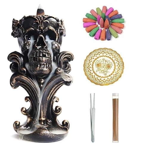 Comeon Skull Backflow Incense Burner Set with Cones