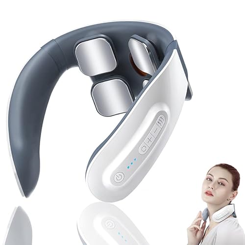 4 Cabezas Masajeador De Cuello,18 Niveles Ajuste Intensidad y 6 Modos Masaje Masajeador Multifunción Electromagnético Con Calefacción Función Para Masajes Precisos En La Oficina y El Hogar Cover