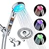 KAIREY Filtered Led Shower Head for Hard Water 7 Color Light Change Automatically Handheld Showerhead Polished Chrome with 60 Inches Stainless Steel Hose and Adjustable Bracket Filter Shower Head