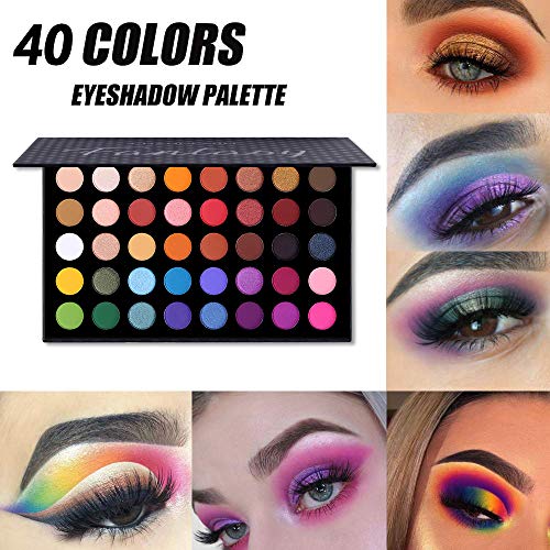 Charmcode 40 Colors High Pigmented Shimmer Matte Eyeshadow Makeup Palette Full Spectrum Artist Glitter Metallic Waterproof Creamy Blendable Eye Shadow Cosmetics (Color 1) #TOP2